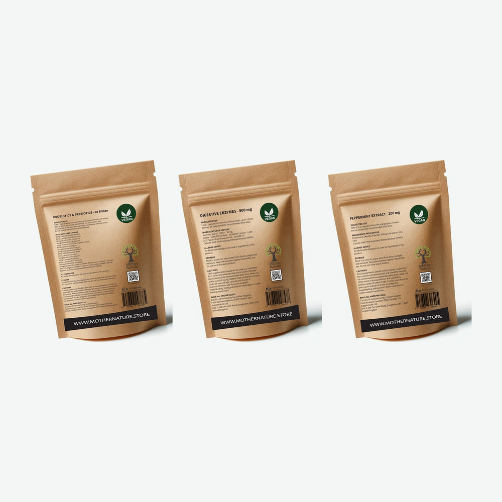 Gut Health Stack – Probiotic & Prebiotic, Digestive Enzymes & Peppermint – Mother Nature - MOTHER NATURE SUPPLEMENTSGut Health Stack – Probiotic & Prebiotic, Digestive Enzymes & Peppermint – Mother NatureDiet Supplements