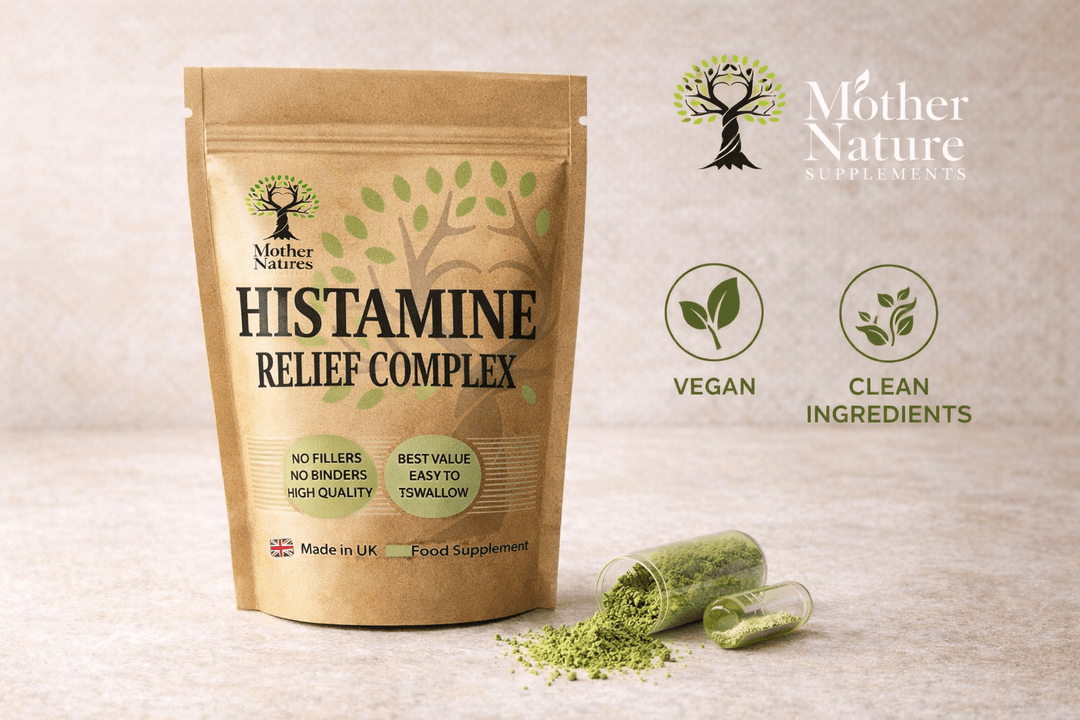 Histamine Relief Complex | Quercetin NAC Vitamin C | Allergy Support UK | Vegan Capsules – Supplement Formula – Mother Nature - MOTHER NATURE SUPPLEMENTSHistamine Relief Complex | Quercetin NAC Vitamin C | Allergy Support UK | Vegan Capsules – Supplement Formula – Mother NatureDiet Supplementss