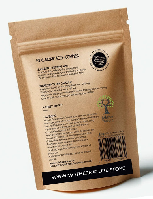 Hyaluronic Acid Complex Capsules 380 mg – Mother Nature - MOTHER NATURE SUPPLEMENTSHyaluronic Acid Complex Capsules 380 mg – Mother NatureDiet Supplementss