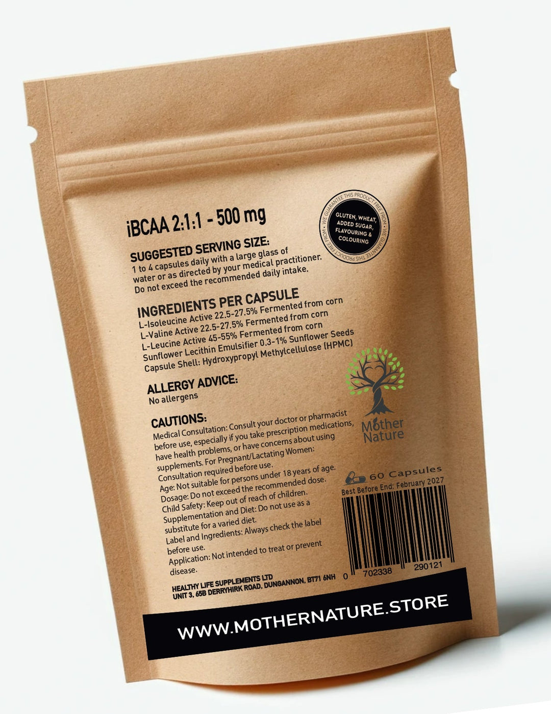 BCAA 2: 1: 1 Capsules 500 mg – Mother Nature - MOTHER NATURE SUPPLEMENTS