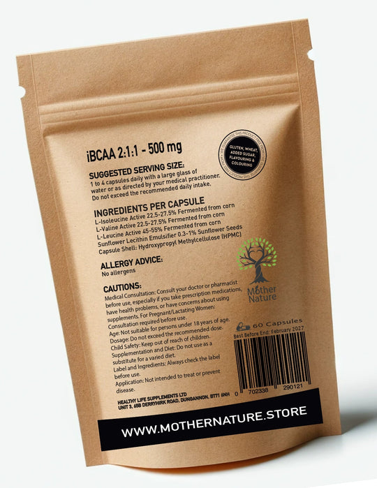 BCAA 2: 1: 1 Capsules 500 mg – Mother Nature - MOTHER NATURE SUPPLEMENTS