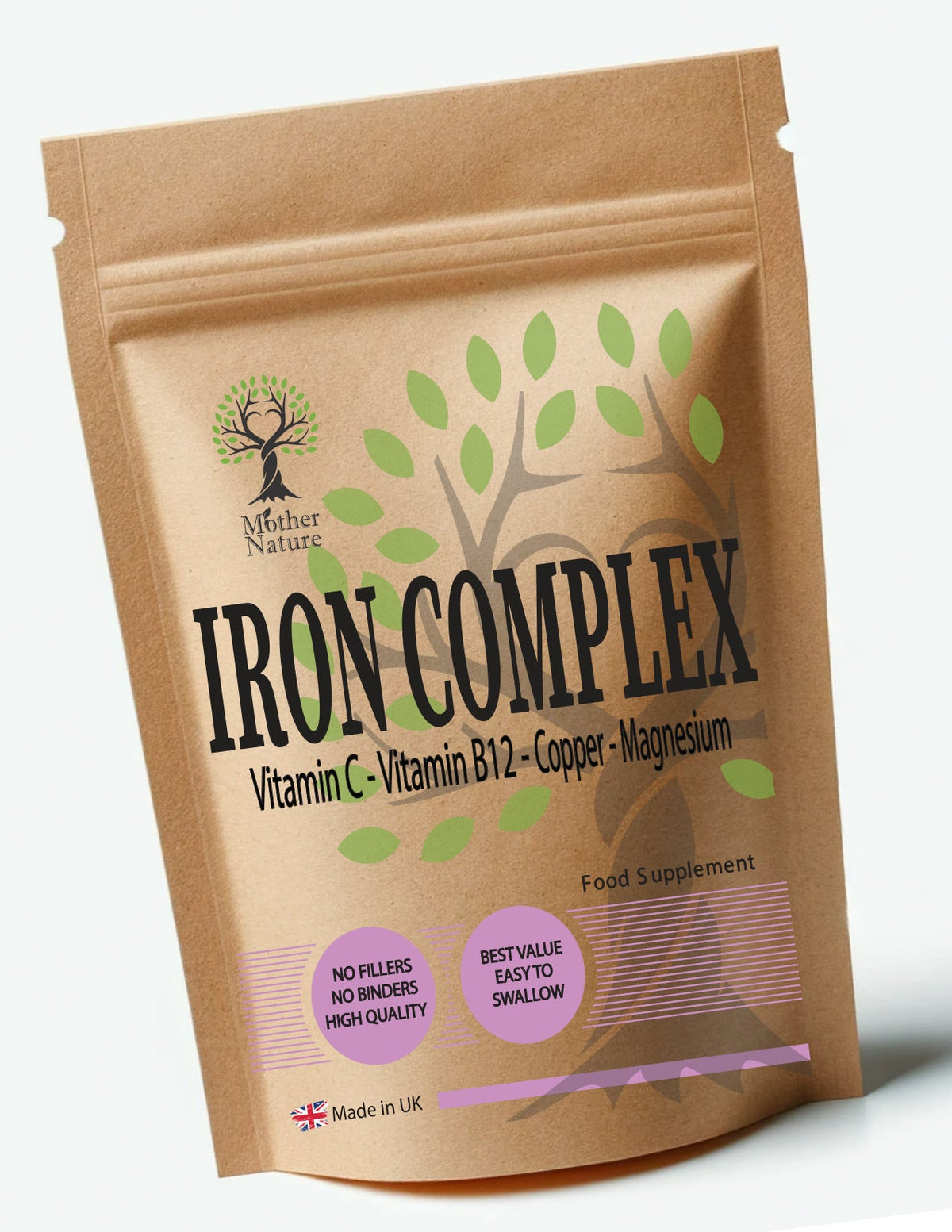Iron Complex 28mg – Bisglycinate with Vitamin C, B12 & Magnesium | Mother Nature - MOTHER NATURE SUPPLEMENTSIron Complex 28mg – Bisglycinate with Vitamin C, B12 & Magnesium | Mother NatureDiet Supplements