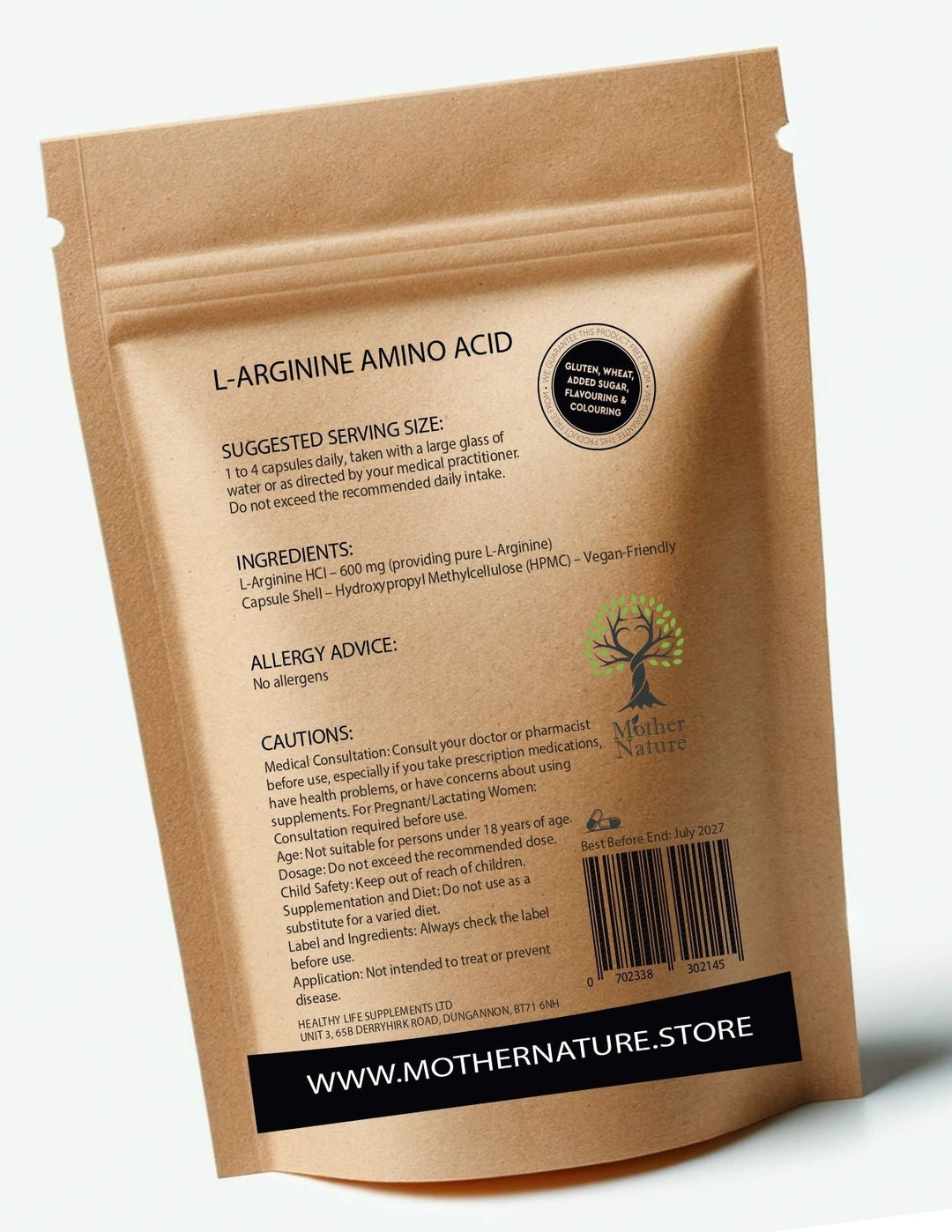 L Arginine 600 mg – Mother Nature - MOTHER NATURE SUPPLEMENTSL Arginine 600 mg – Mother NatureDiet Supplementss