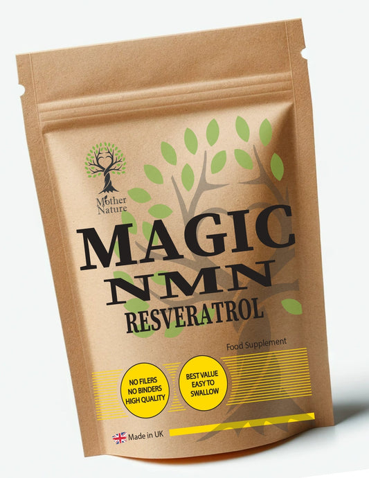 Magic NMN Resveratrol 600mg Capsules Nicotinamide Certified 99% DNA Repair High Strength Clean NMN Supplement Vegan - MOTHER NATURE SUPPLEMENTSMagic NMN Resveratrol 600mg Capsules Nicotinamide Certified 99% DNA Repair High Strength Clean NMN Supplement Vegan