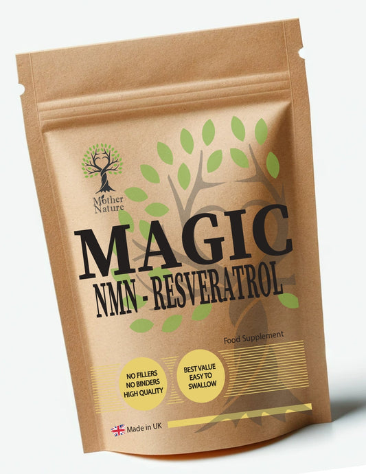 Magic NMN Resveratrol 600mg Capsules Nicotinamide Certified 99% High Strength Clean NMN Supplement Vegan - MOTHER NATURE SUPPLEMENTSMagic NMN Resveratrol 600mg Capsules Nicotinamide Certified 99% High Strength Clean NMN Supplement VeganDiet Supplementss