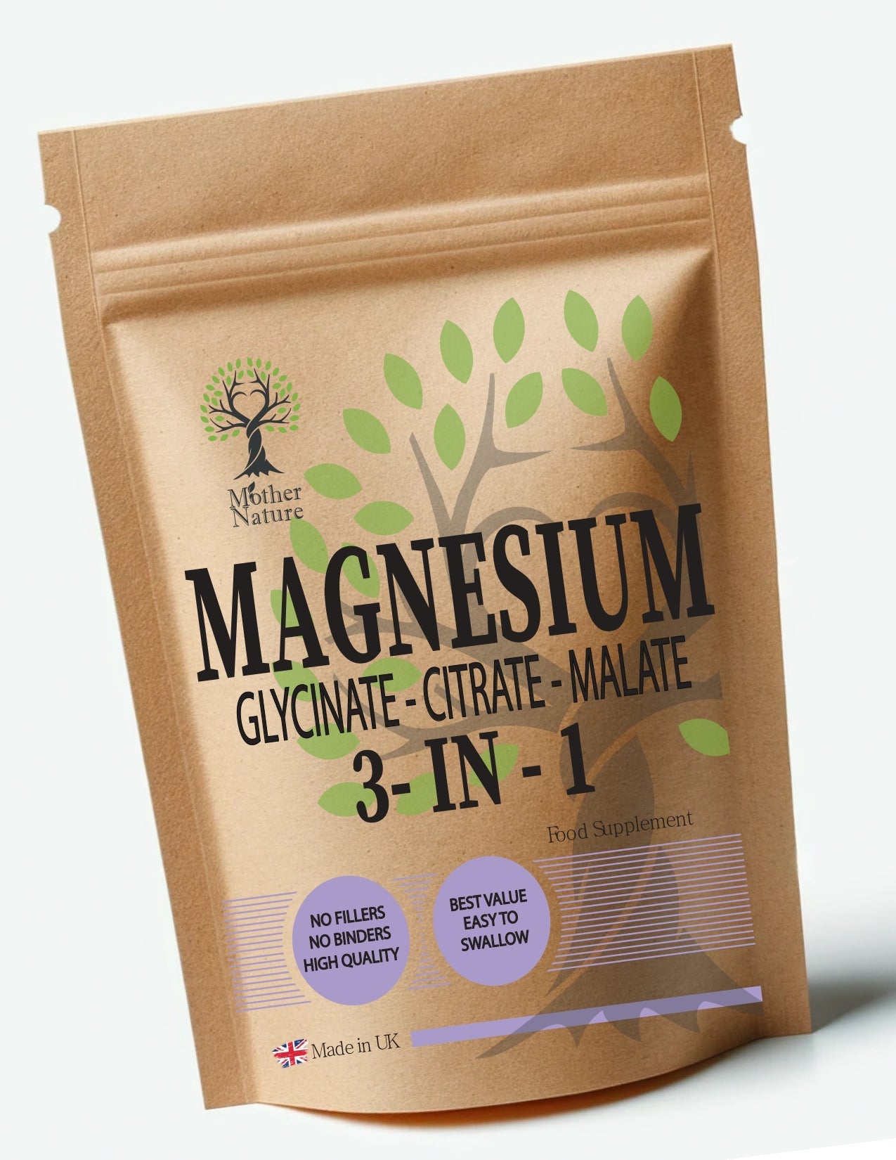 Magnesium 3 - in - 1 Complex Glycinate Malate Citrate High Absorption Health & Wellness Vegan - Mother Nature - MOTHER NATURE SUPPLEMENTSMagnesium 3 - in - 1 Complex Glycinate Malate Citrate High Absorption Health & Wellness Vegan - Mother NatureDiet Supplementss