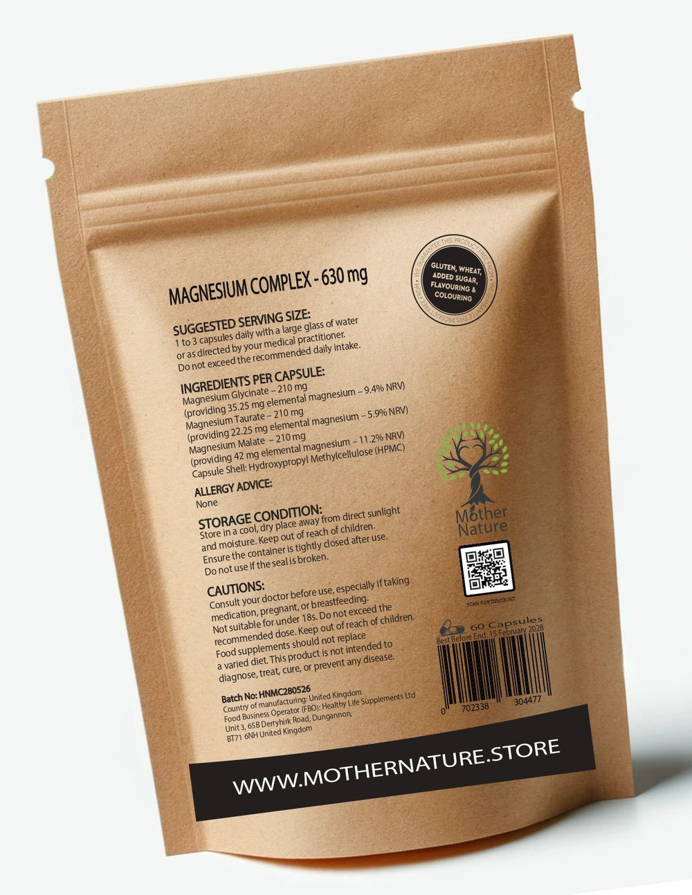Magnesium Complex Capsules 630 mg – Mother Nature - MOTHER NATURE SUPPLEMENTSMagnesium Complex Capsules 630 mg – Mother NatureDiet Supplementss