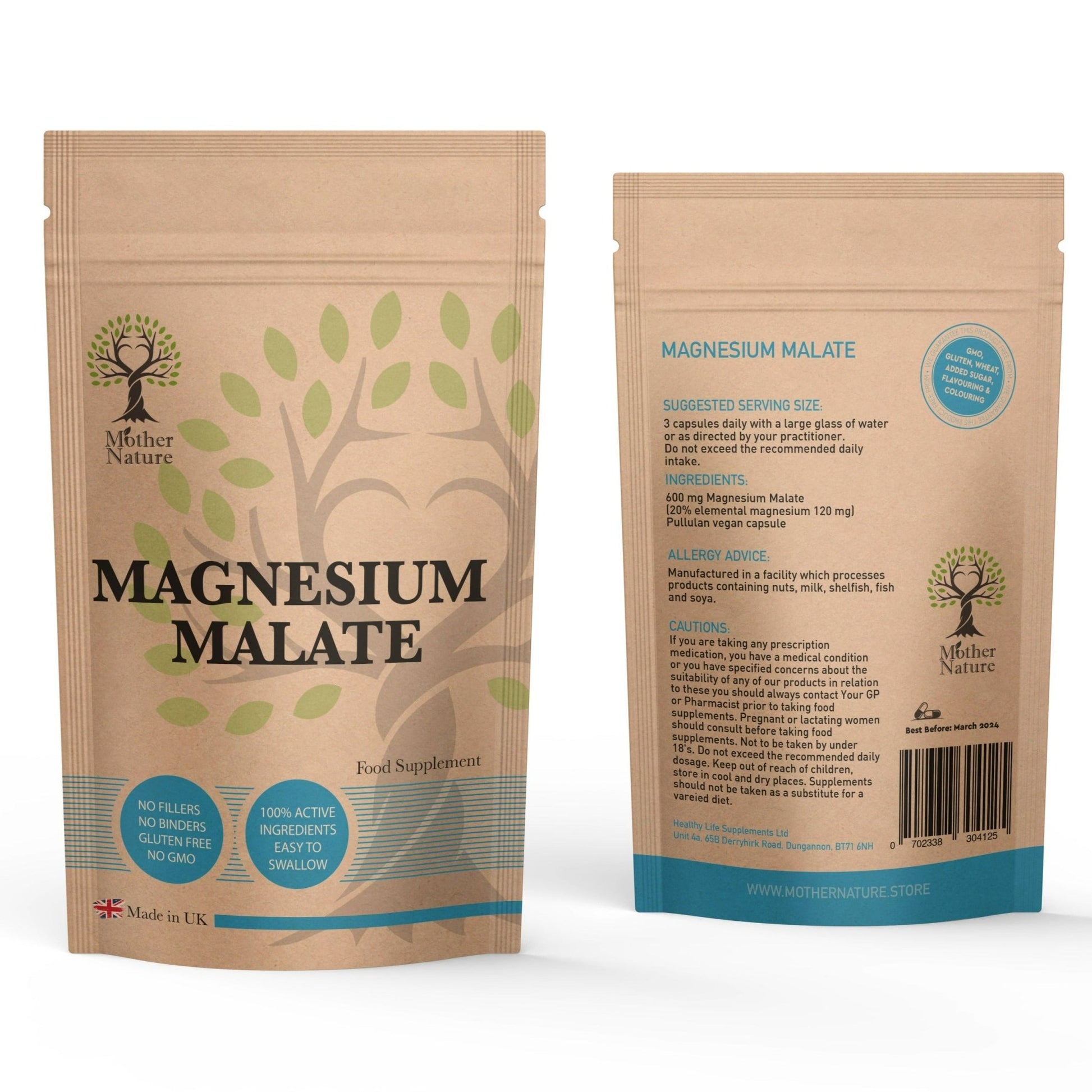 Magnesium Malate Capsules 650mg Pure Magnesium Malate Supplements Vegan - MOTHER NATURE SUPPLEMENTSMagnesium Malate Capsules 650mg Pure Magnesium Malate Supplements Vegan