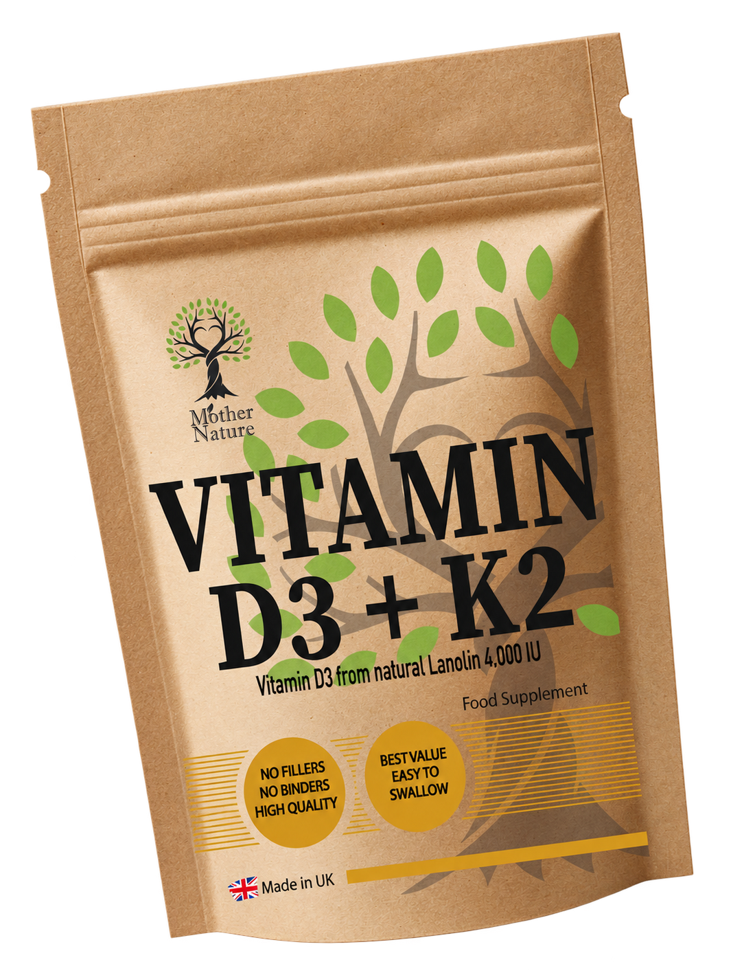 Mother Nature Vitamin D3 4000 IU with K2