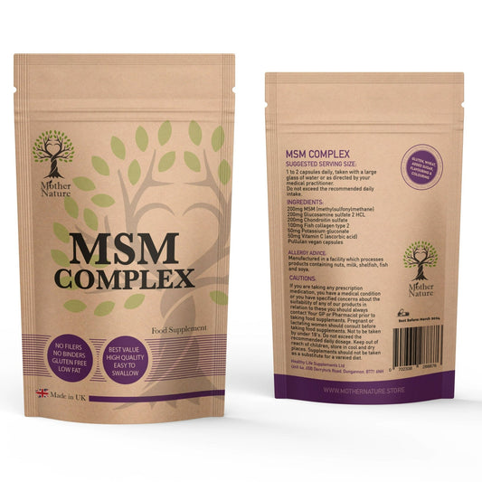 MSM Complex Glucosamine Chondroitin High Strength Natural Collagen & Vitamin C - MOTHER NATURE SUPPLEMENTSMSM Complex Glucosamine Chondroitin High Strength Natural Collagen & Vitamin C