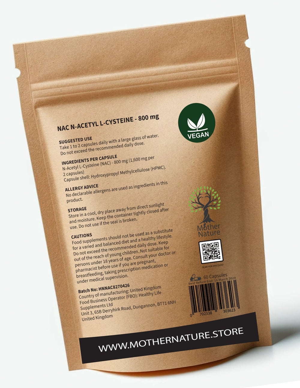 NAC Capsules 800 mg – Mother Nature - MOTHER NATURE SUPPLEMENTSNAC Capsules 800 mg – Mother NatureDiet Supplements