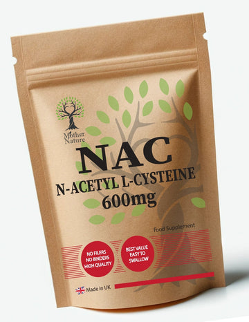 NAC N Acetyl Cysteine Powder 600mg Capsules Vegan NAC Supplement 1200mg serving - MOTHER NATURE SUPPLEMENTSNAC N Acetyl Cysteine Powder 600mg Capsules Vegan NAC Supplement 1200mg serving