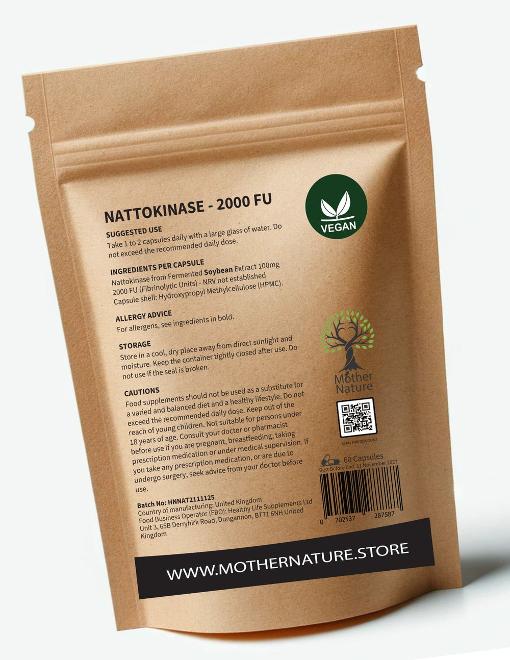 Nattokinase 2000 FU – Clean Vegan Capsules | Mother Nature - MOTHER NATURE SUPPLEMENTSNattokinase 2000 FU – Clean Vegan Capsules | Mother NatureDiet Supplements