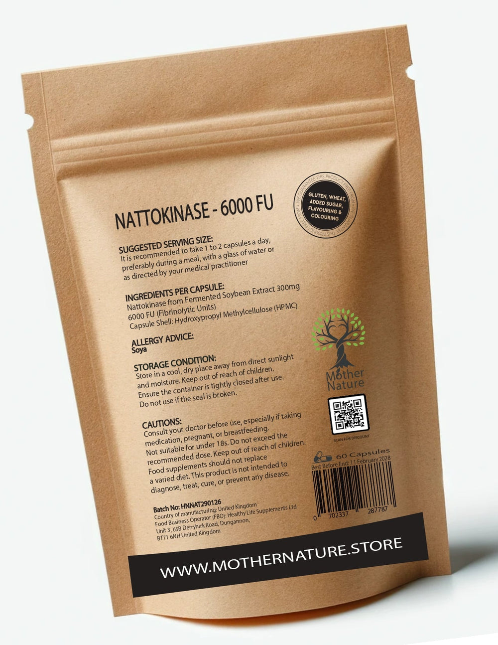 Nattokinase 6000 FU – Fermented Soybean Enzyme Supplement – Vegan Capsules – Mother Nature - MOTHER NATURE SUPPLEMENTSNattokinase 6000 FU – Fermented Soybean Enzyme Supplement – Vegan Capsules – Mother NatureDiet Supplementss