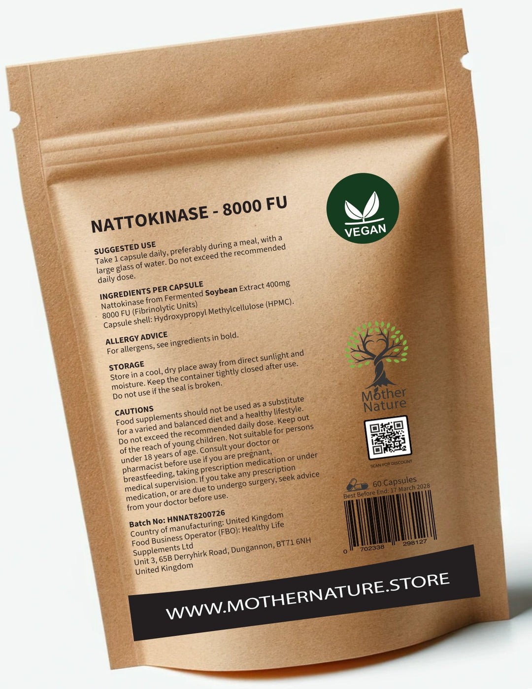 Nattokinase 8000 FU – Clean Vegan Capsules | Mother Nature - MOTHER NATURE SUPPLEMENTSNattokinase 8000 FU – Clean Vegan Capsules | Mother NatureDiet Supplements