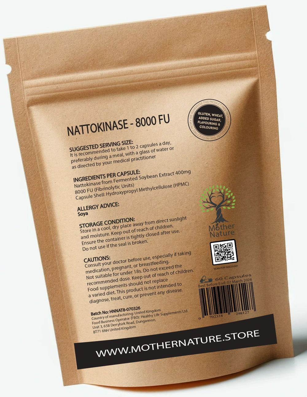 Nattokinase 8000 FU – Fermented Soybean Enzyme Supplement – Vegan Capsules – Mother Nature - MOTHER NATURE SUPPLEMENTSNattokinase 8000 FU – Fermented Soybean Enzyme Supplement – Vegan Capsules – Mother NatureDiet Supplementss