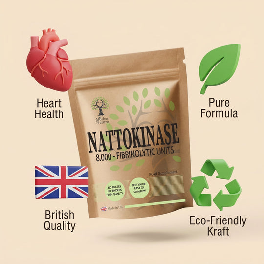 Nattokinase 8000 FU – Fermented Soybean Enzyme Supplement – Vegan Capsules – Mother Nature - MOTHER NATURE SUPPLEMENTSNattokinase 8000 FU – Fermented Soybean Enzyme Supplement – Vegan Capsules – Mother NatureDiet Supplementss