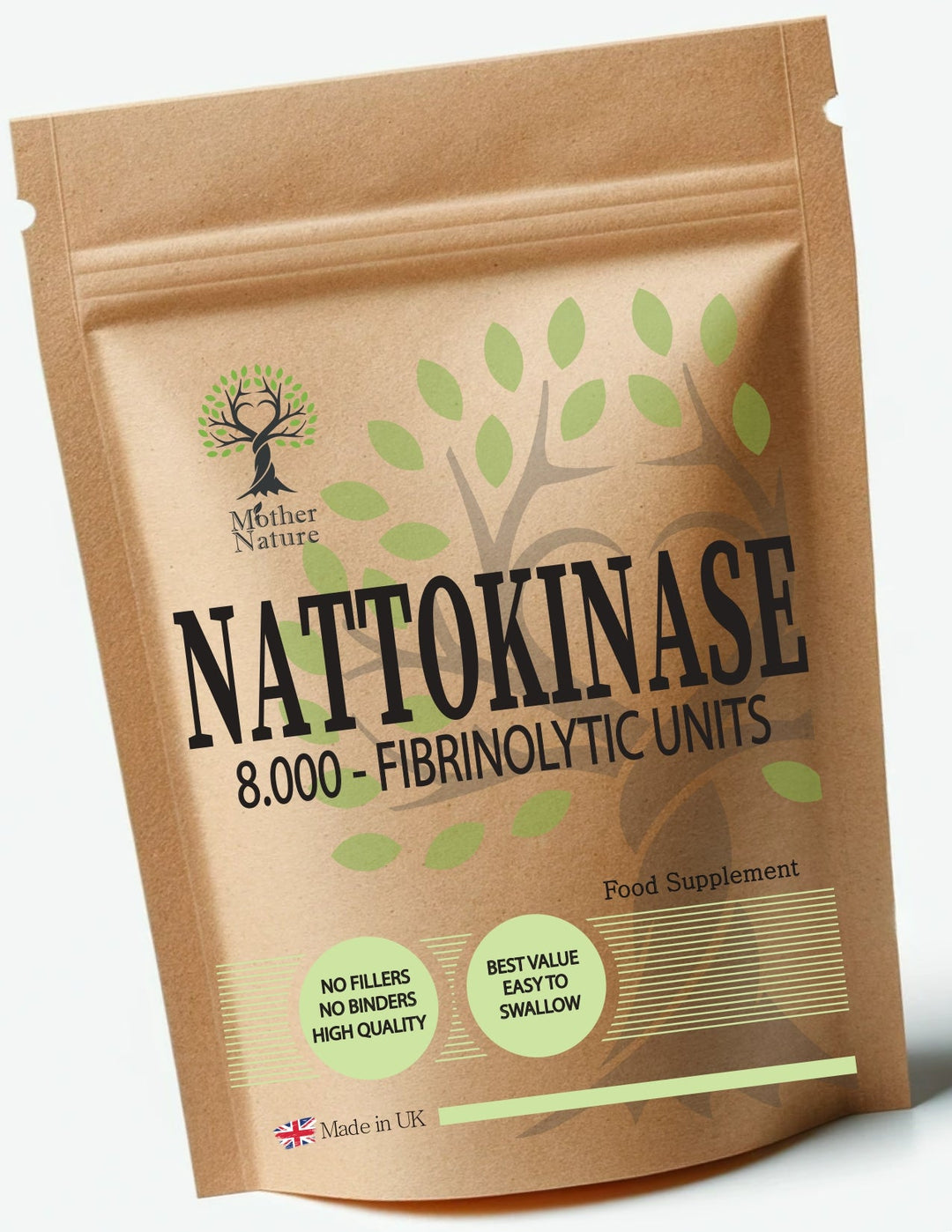 Nattokinase 8000 FU – Fermented Soybean Enzyme Supplement – Vegan Capsules – Mother Nature - MOTHER NATURE SUPPLEMENTSNattokinase 8000 FU – Fermented Soybean Enzyme Supplement – Vegan Capsules – Mother NatureDiet Supplementss
