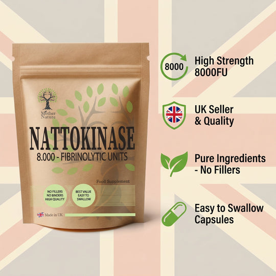Nattokinase 8000 FU – Fermented Soybean Enzyme Supplement – Vegan Capsules – Mother Nature - MOTHER NATURE SUPPLEMENTSNattokinase 8000 FU – Fermented Soybean Enzyme Supplement – Vegan Capsules – Mother NatureDiet Supplementss