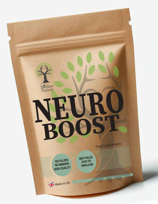 Neuro Boost Capsules Natural Lions Mane L - Tyrosine Magnesium Brain Support Supplements Vegan - MOTHER NATURE SUPPLEMENTSNeuro Boost Capsules Natural Lions Mane L - Tyrosine Magnesium Brain Support Supplements VeganDiet Supplementss