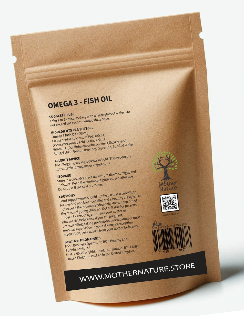 Omega 3 Fish Oil 1000mg – 180mg EPA & 120mg DHA Softgels | Mother Nature - MOTHER NATURE SUPPLEMENTSOmega 3 Fish Oil 1000mg – 180mg EPA & 120mg DHA Softgels | Mother NatureDiet Supplements