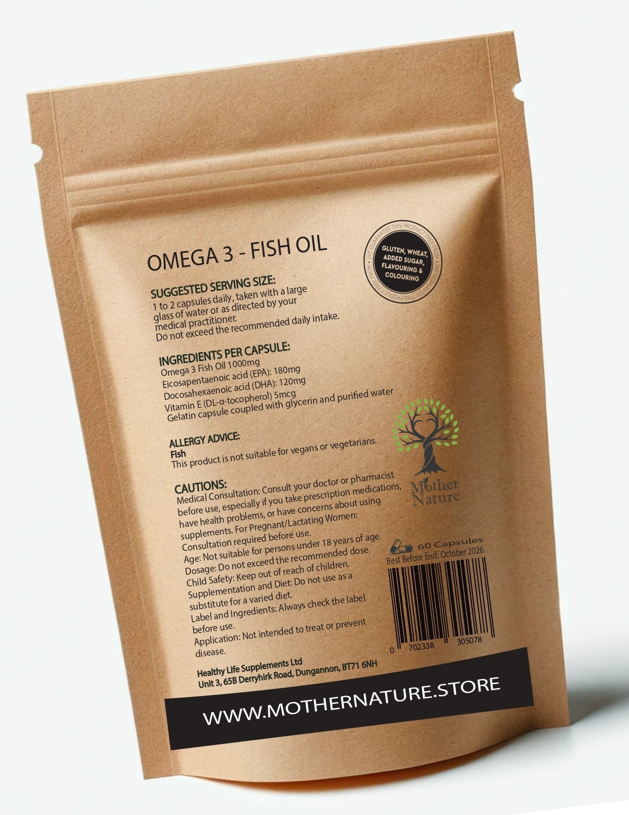 Omega 3 Fish Oil 1000mg Capsules 180mg EPA & DHA 120mg Clean Natural Omega 3 Softgels - MOTHER NATURE SUPPLEMENTSOmega 3 Fish Oil 1000mg Capsules 180mg EPA & DHA 120mg Clean Natural Omega 3 SoftgelsDiet Supplementss