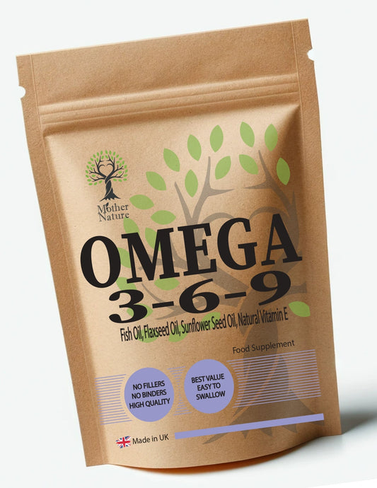 OMEGA 3+6+9 Capsules 1000mg Best Combination of Fish Oil Flaxseed Oil Vitamin E Softgels - MOTHER NATURE SUPPLEMENTSOMEGA 3+6+9 Capsules 1000mg Best Combination of Fish Oil Flaxseed Oil Vitamin E SoftgelsDiet Supplementss