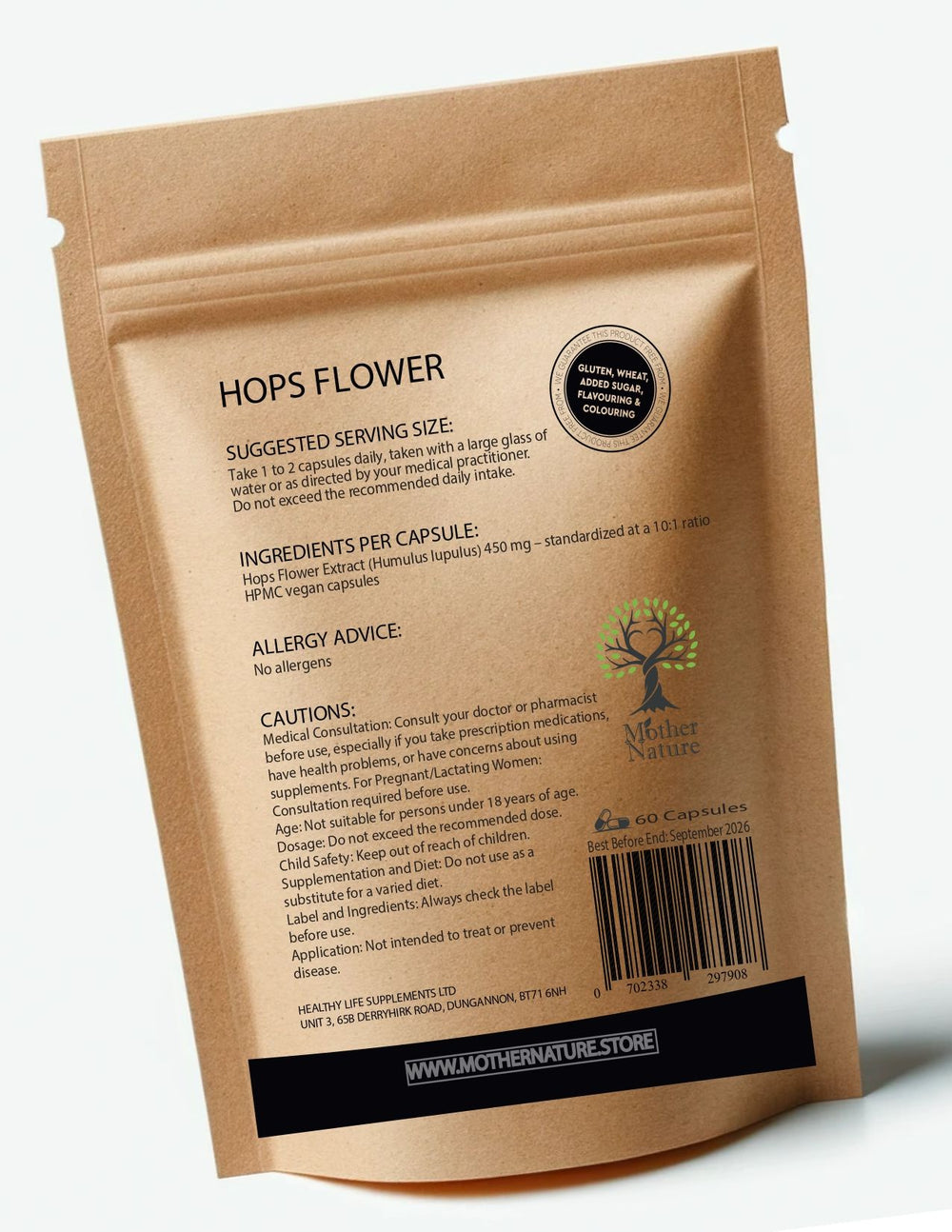 Hops Flower 450 mg – Mother Nature – back label