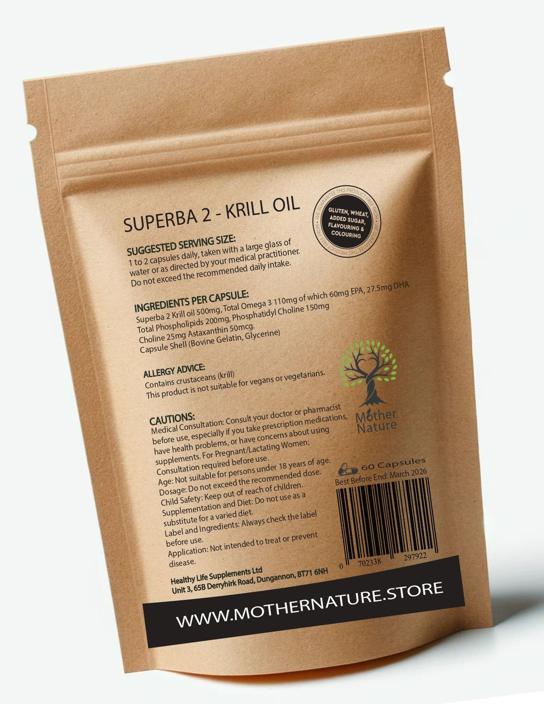 Superba Krill Oil 500 mg – Mother Nature – back label