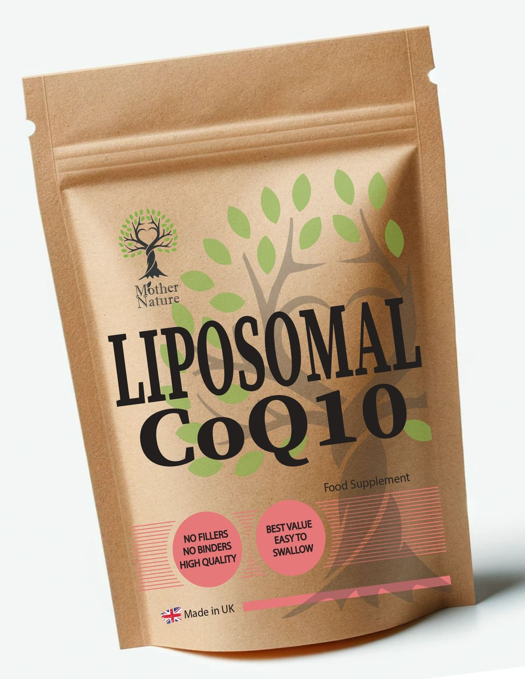 Liposomal CoQ10 500mg High Absorption Clean Natural Coenzyme Q10 Vegan Ubiquinon – Mother Nature – front label
