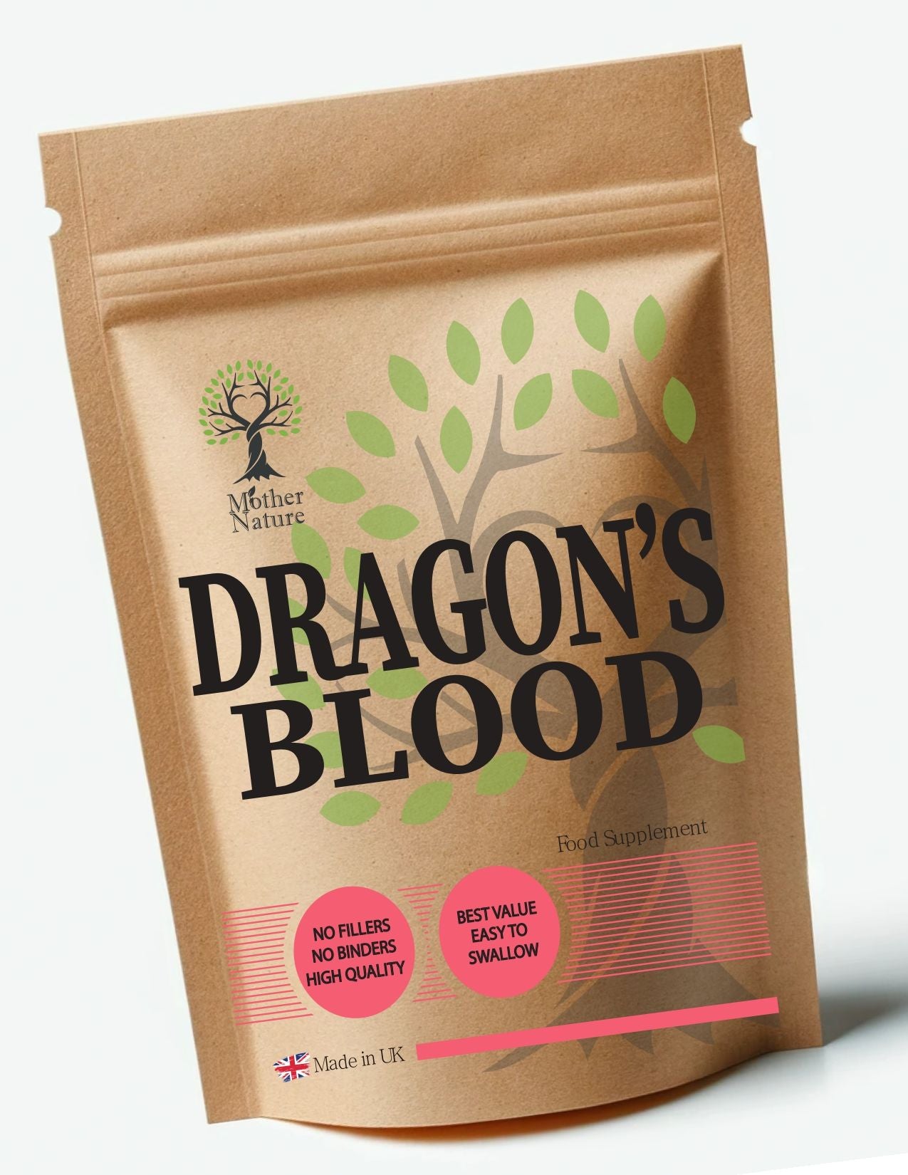 Dragon's Blood Capsules 500mg Clean Natural Dragon's Blood Powder Eco-friendly – front label