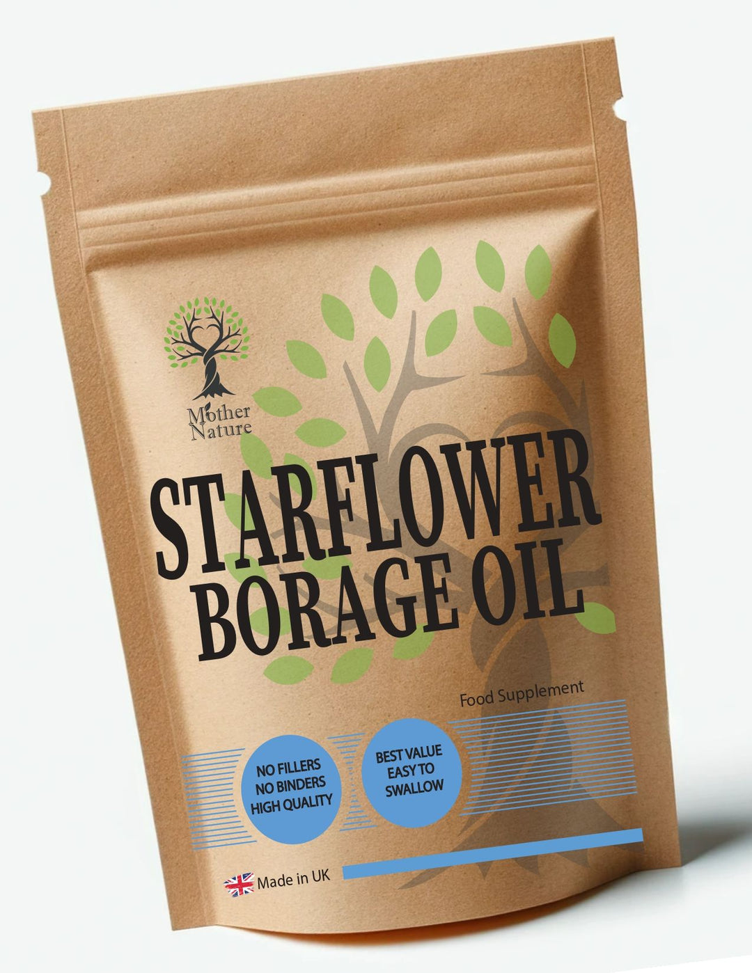 Starflower Oil - Borage Oil Capsules 1000mg Clean Natural High Strength 18% GLA Eco-friendly Best Supplements – front label