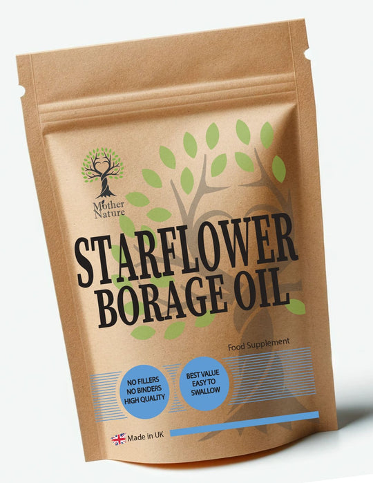 Starflower Oil - Borage Oil Capsules 1000mg Clean Natural High Strength 18% GLA Eco-friendly Best Supplements – front label