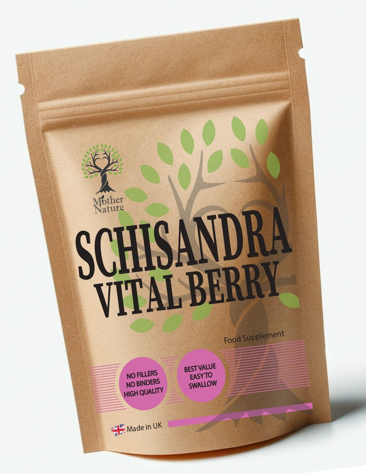 Schisandra Capsules 500 mg – Mother Nature – front label