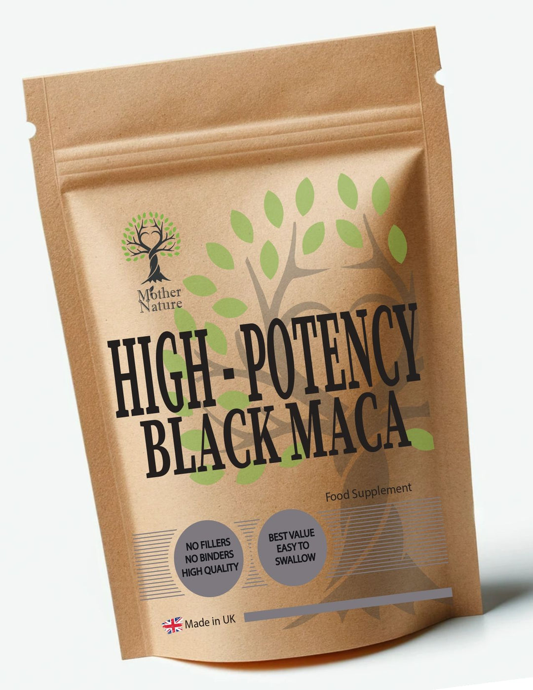 Black Maca Root Capsules 500 mg – Mother Nature – front label