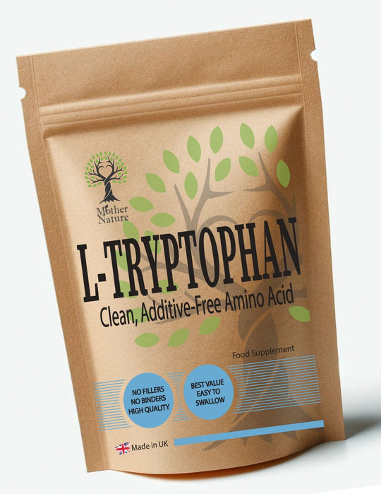 L Tryptophan Capsules 500 mg – Mother Nature – front label