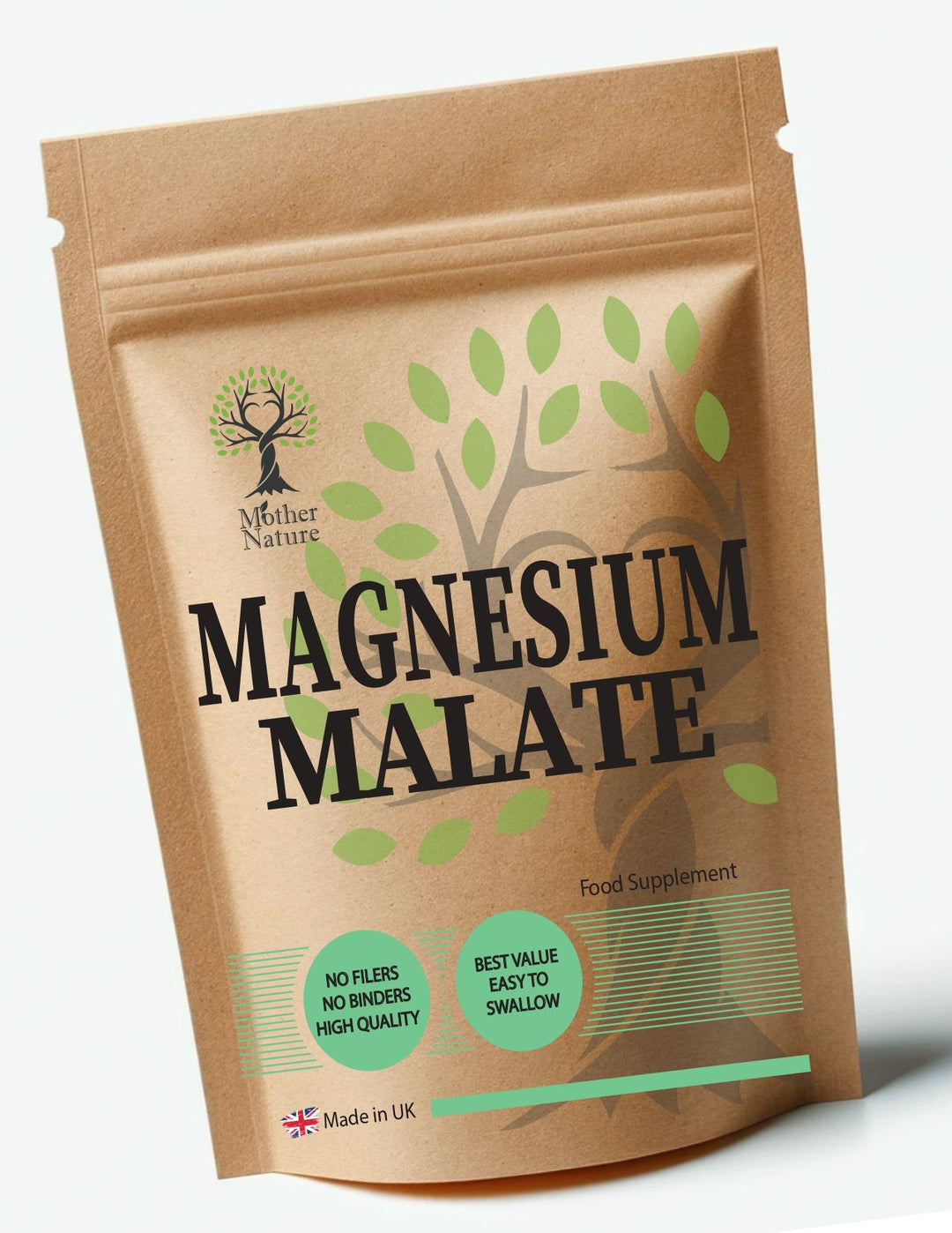 Magnesium Malate Capsules 650 mg – Mother Nature – front label