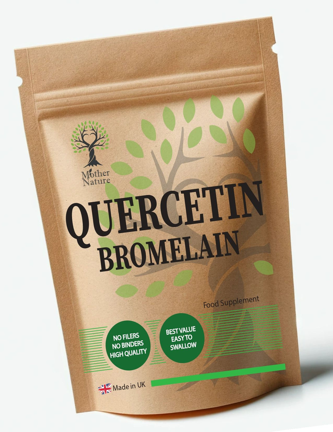 Quercetin & Bromelain Extract 500 mg – Mother Nature – front label