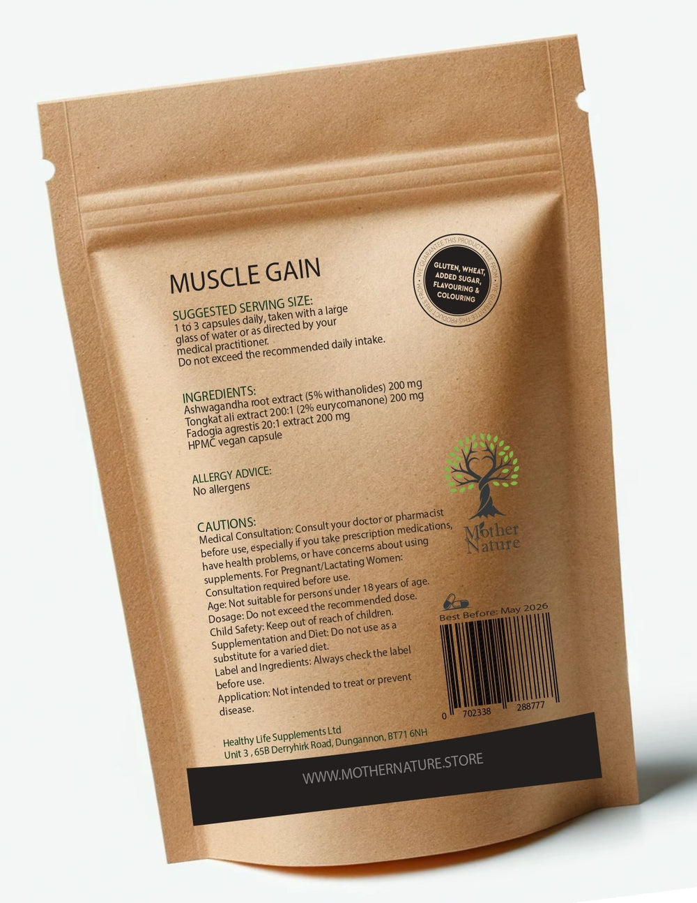 Muscle Gain Capsules – back label