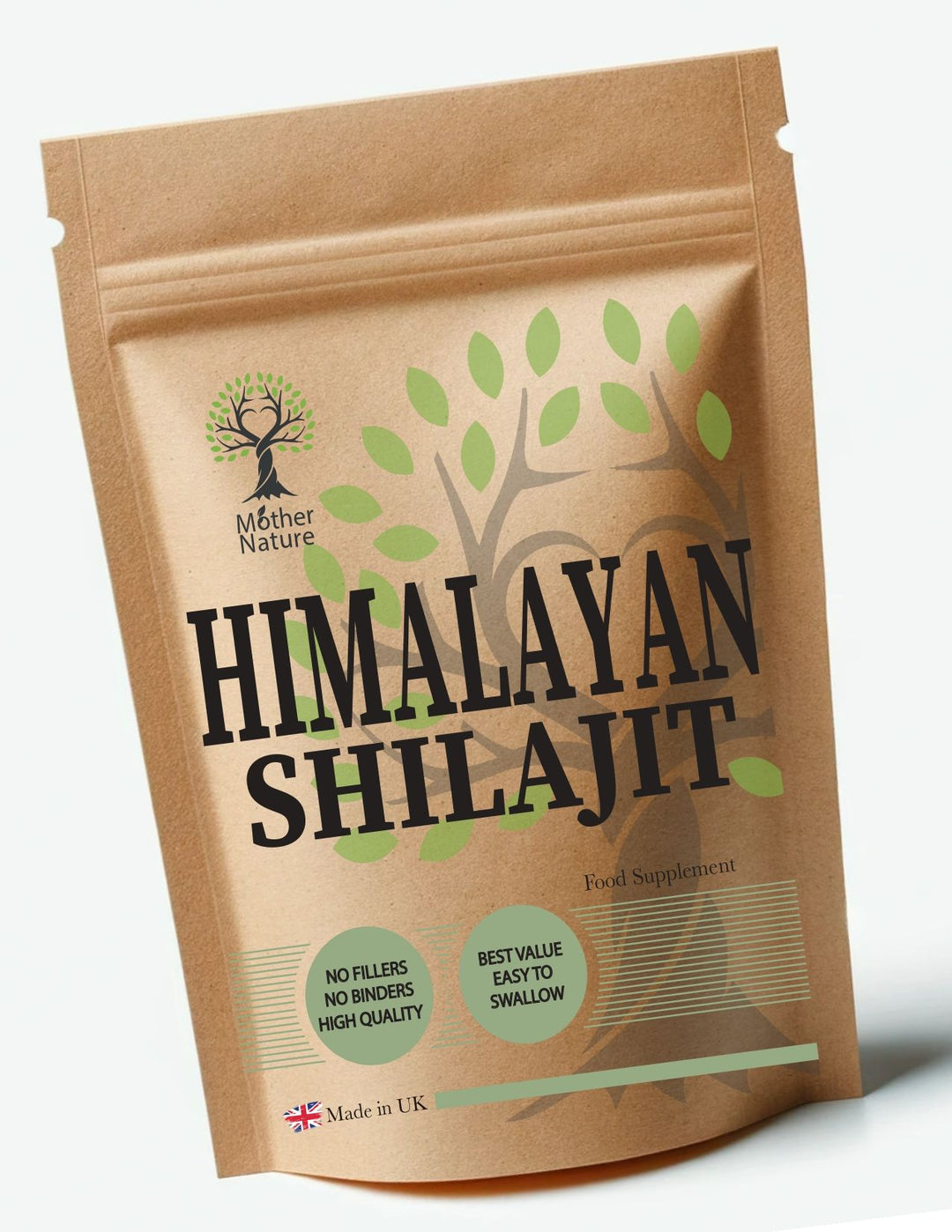 Himalayan Shilajit Extract 500 mg Clean Vegan Capsule – Mother Nature – front label