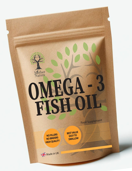 Omega 3 Fish Oil 1000mg Capsules 180mg EPA & DHA 120mg Clean Natural Omega 3 Softgels – front label