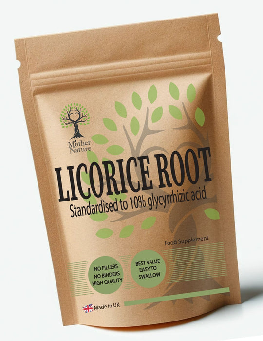 Licorice Root Capsules 400 mg – Clean Natural Vegan Supplements Mother Nature – front label