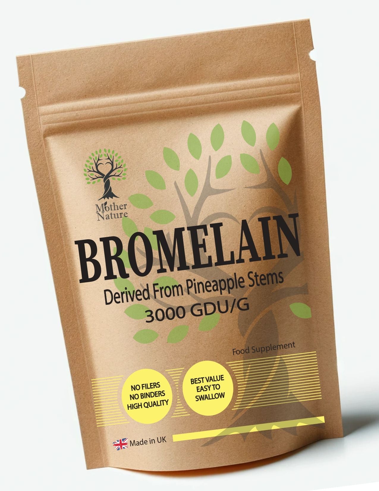 Bromelain 500 mg – Mother Nature – front label