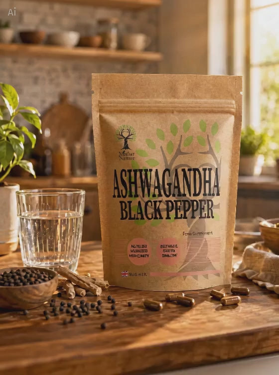 Ashwagandha & Black Pepper Capsules 600 mg – Clean Vegan Supplements - Mother Nature