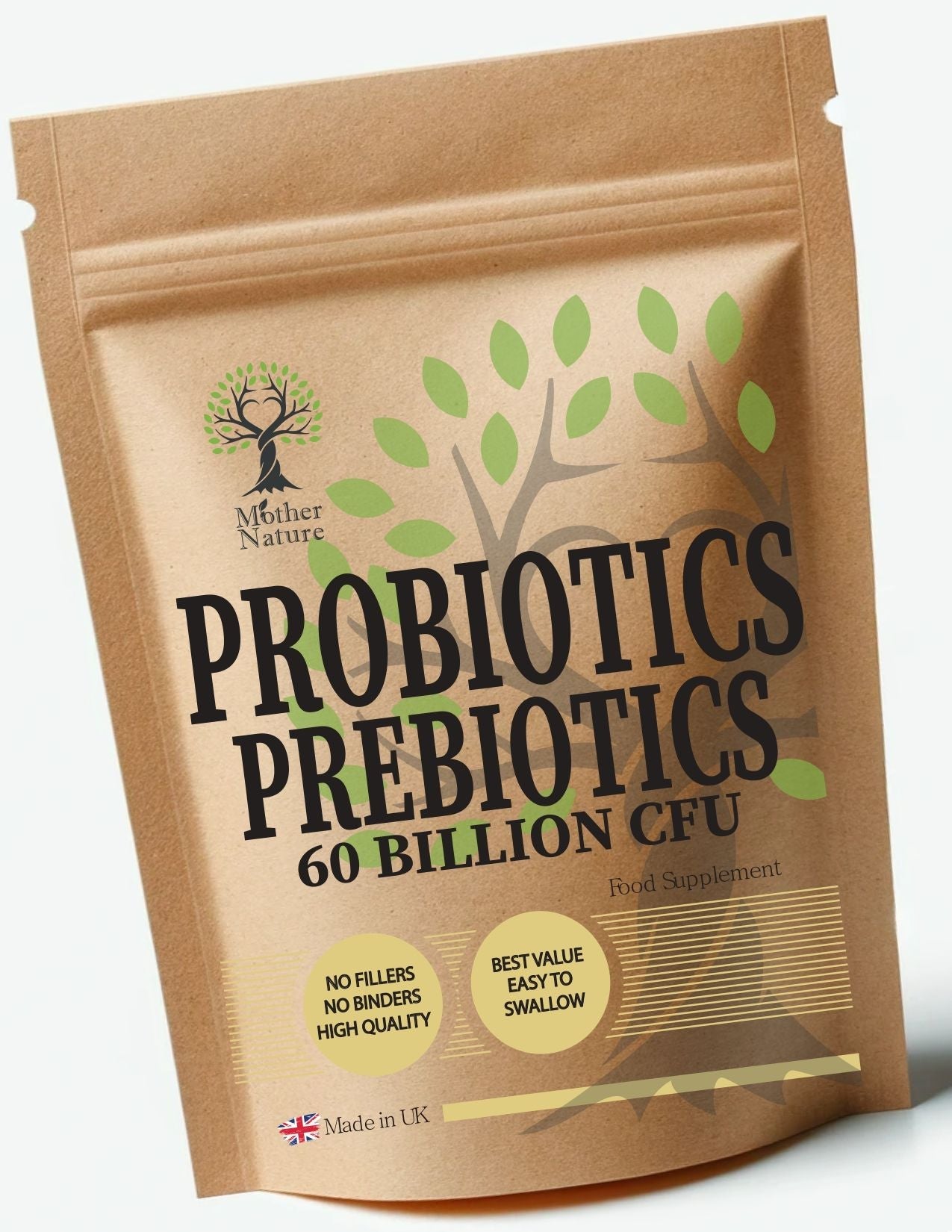 Probiotic & Prebiotic Complex 60 Billion CFU with Inulin – Mother Nature - MOTHER NATURE SUPPLEMENTSProbiotic & Prebiotic Complex 60 Billion CFU with Inulin – Mother NatureDiet Supplementss