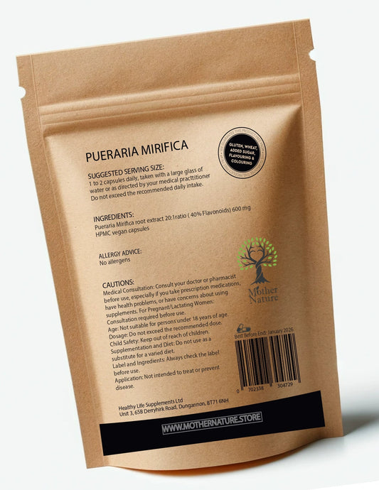 Pueraira Mirifica Capsules 600mg High Potency Natural Vegan Supplement 40% Flavonoids Pueraria Mirifica Root Extract for Women - MOTHER NATURE SUPPLEMENTSPueraira Mirifica Capsules 600mg High Potency Natural Vegan Supplement 40% Flavonoids Pueraria Mirifica Root Extract for Women