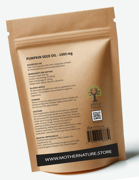Pumpkin Seed Oil Capsules 1000 mg – Mother Nature - MOTHER NATURE SUPPLEMENTSPumpkin Seed Oil Capsules 1000 mg – Mother NatureDiet Supplements