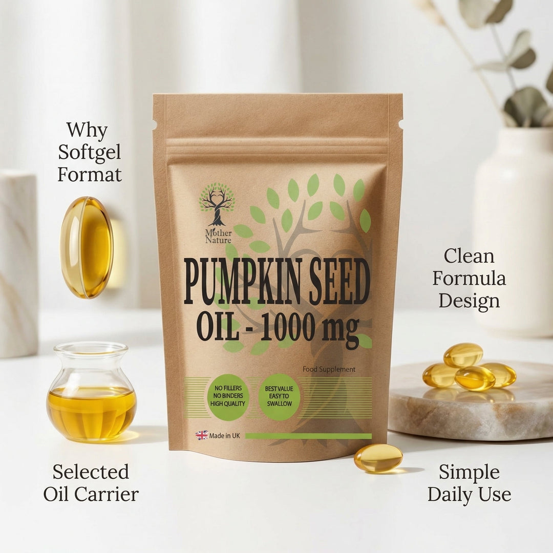 Pumpkin Seed Oil Capsules 1000mg High Strength Mens Health Support Clean Natural – Mother Nature - MOTHER NATURE SUPPLEMENTSPumpkin Seed Oil Capsules 1000mg High Strength Mens Health Support Clean Natural – Mother NatureDiet Supplementss