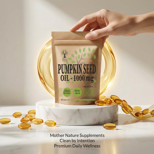 Pumpkin Seed Oil Capsules 1000mg High Strength Mens Health Support Clean Natural – Mother Nature - MOTHER NATURE SUPPLEMENTSPumpkin Seed Oil Capsules 1000mg High Strength Mens Health Support Clean Natural – Mother NatureDiet Supplementss