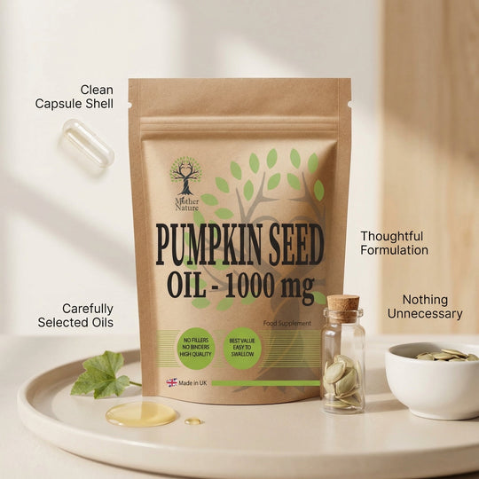 Pumpkin Seed Oil Capsules 1000mg High Strength Mens Health Support Clean Natural – Mother Nature - MOTHER NATURE SUPPLEMENTSPumpkin Seed Oil Capsules 1000mg High Strength Mens Health Support Clean Natural – Mother NatureDiet Supplementss